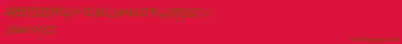 KindaMessy Font – Brown Fonts on Red Background