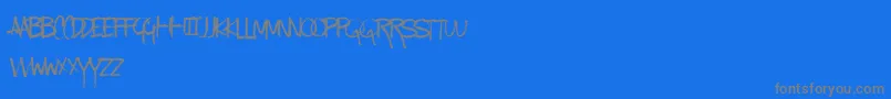 Weitere Informationen zur KindaMessy-Schriftart KindaMessy-Schriftart – Graue Schriften auf blauem Hintergrund