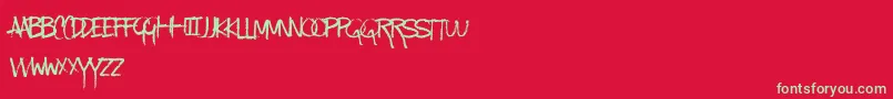 KindaMessy Font – Green Fonts on Red Background