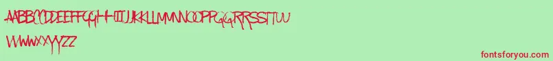 KindaMessy Font – Red Fonts on Green Background