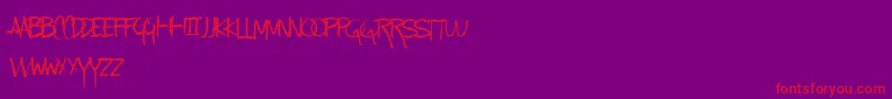 KindaMessy Font – Red Fonts on Purple Background
