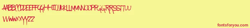 KindaMessy Font – Red Fonts on Yellow Background