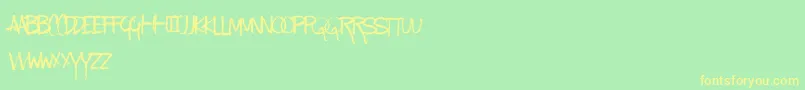 KindaMessy Font – Yellow Fonts on Green Background
