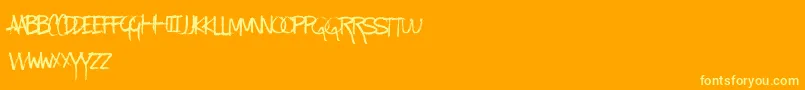 KindaMessy Font – Yellow Fonts on Orange Background