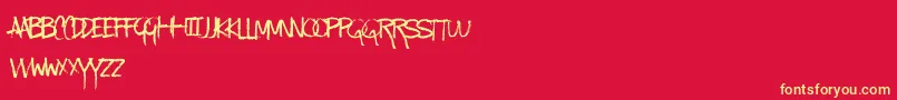 KindaMessy Font – Yellow Fonts on Red Background