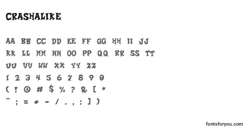 Schriftart CrashALike – Alphabet, Zahlen, spezielle Symbole
