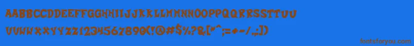 フォントCrashALike – 茶色の文字が青い背景にあります。