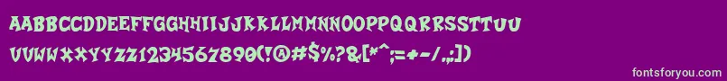 CrashALike-Schriftart – Grüne Schriften auf violettem Hintergrund