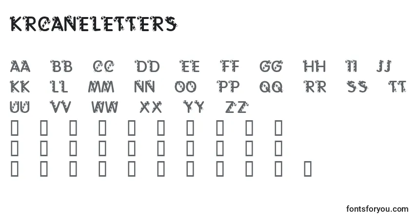 Czcionka KrCaneLetters – alfabet, cyfry, specjalne znaki