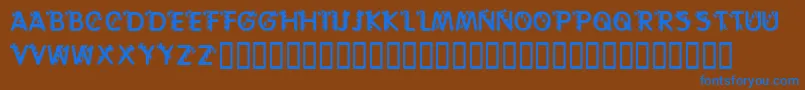 フォントKrCaneLetters – 茶色の背景に青い文字