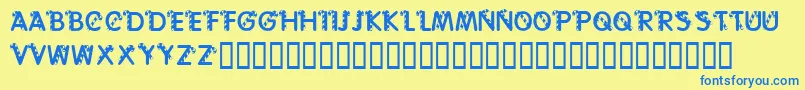 KrCaneLetters Font – Blue Fonts on Yellow Background