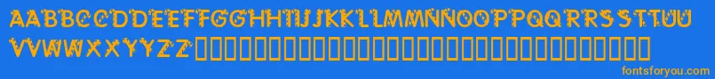 KrCaneLetters Font – Orange Fonts on Blue Background
