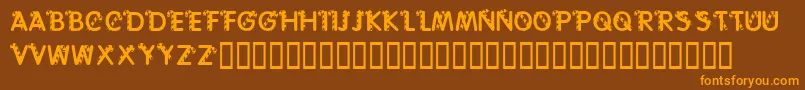 KrCaneLetters Font – Orange Fonts on Brown Background