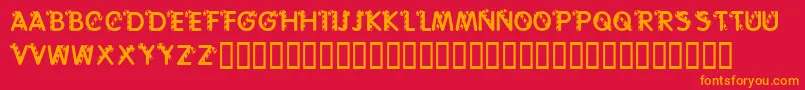 フォントKrCaneLetters – 赤い背景にオレンジの文字