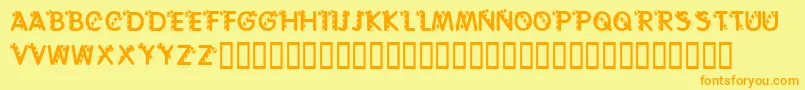 フォントKrCaneLetters – オレンジの文字が黄色の背景にあります。