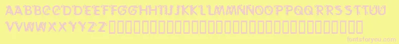 KrCaneLetters-fontti – vaaleanpunaiset fontit keltaisella taustalla