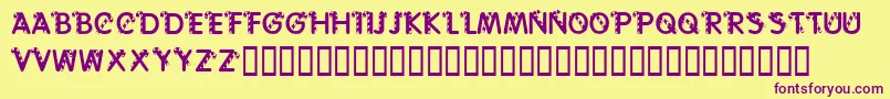 フォントKrCaneLetters – 紫色のフォント、黄色の背景