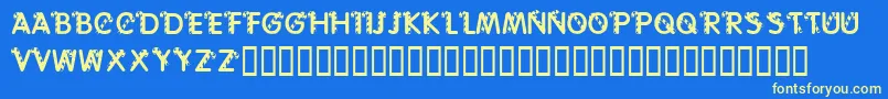 KrCaneLetters Font – Yellow Fonts on Blue Background