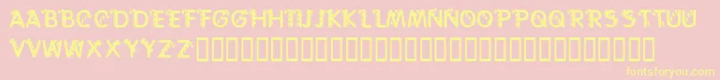 フォントKrCaneLetters – 黄色のフォント、ピンクの背景