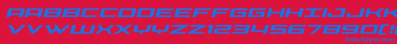 Czcionka Phoeniciaexpandital – niebieskie czcionki na czerwonym tle