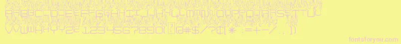 UpInFlames-fontti – vaaleanpunaiset fontit keltaisella taustalla