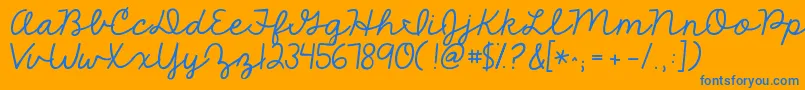 Kgthefighter-Schriftart – Blaue Schriften auf orangefarbenem Hintergrund