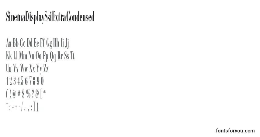 Czcionka SinemaDisplaySsiExtraCondensed – alfabet, cyfry, specjalne znaki