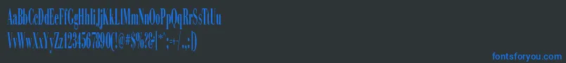 フォントSinemaDisplaySsiExtraCondensed – 黒い背景に青い文字