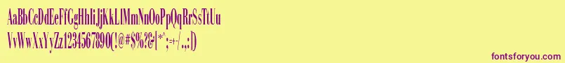 SinemaDisplaySsiExtraCondensed Font – Purple Fonts on Yellow Background
