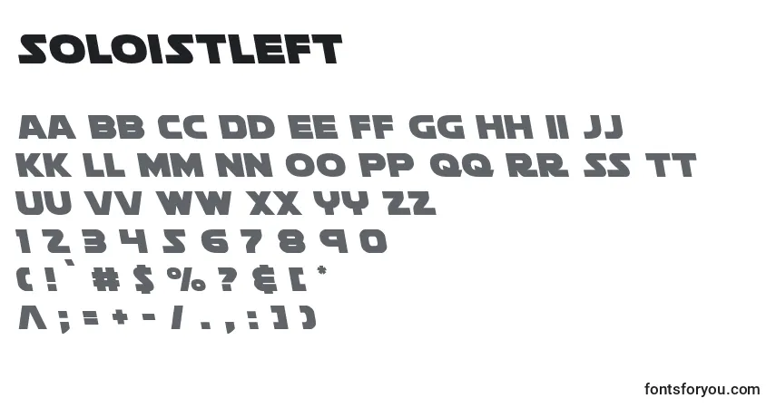 Schriftart Soloistleft – Alphabet, Zahlen, spezielle Symbole