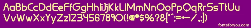 BrionBold-Schriftart – Gelbe Schriften auf violettem Hintergrund