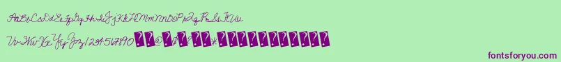 Giftexchange-Schriftart – Violette Schriften auf grünem Hintergrund