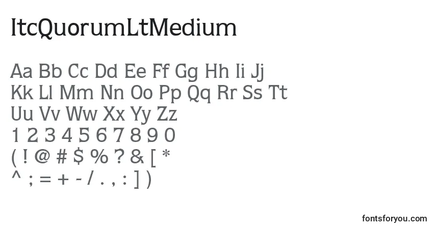 A fonte ItcQuorumLtMedium – alfabeto, números, caracteres especiais