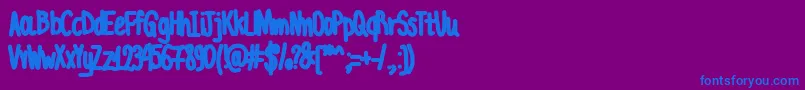 Fonte AcChubbyUnicode – fontes azuis em um fundo violeta