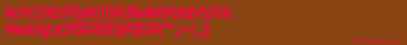 AcChubbyUnicode-Schriftart – Rote Schriften auf braunem Hintergrund