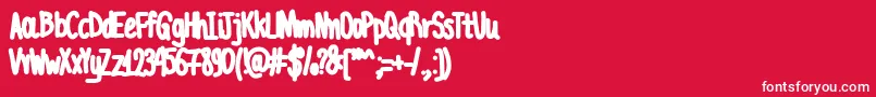 AcChubbyUnicode-Schriftart – Weiße Schriften auf rotem Hintergrund