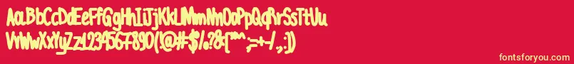 フォントAcChubbyUnicode – 黄色の文字、赤い背景