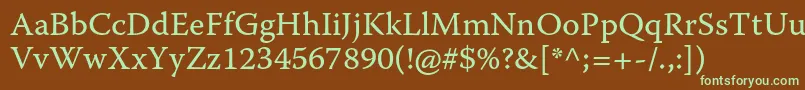 WarnockproCapt Font – Green Fonts on Brown Background