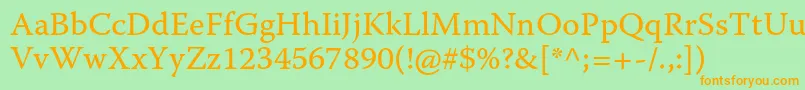 WarnockproCapt Font – Orange Fonts on Green Background