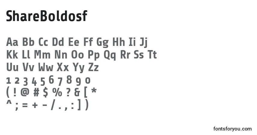Fuente ShareBoldosf - alfabeto, números, caracteres especiales