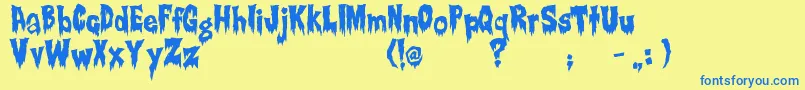 Creepsville Font – Blue Fonts on Yellow Background