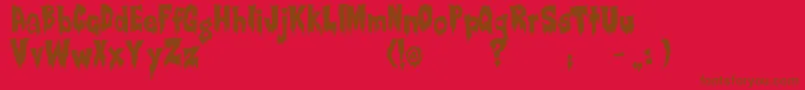 Creepsville-Schriftart – Braune Schriften auf rotem Hintergrund