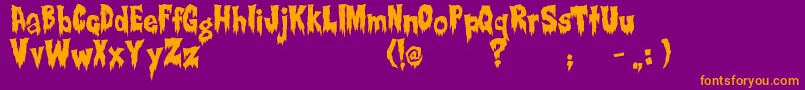 Creepsville-Schriftart – Orangefarbene Schriften auf violettem Hintergrund