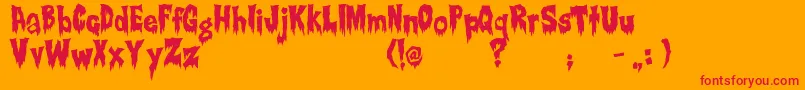 Creepsville-Schriftart – Rote Schriften auf orangefarbenem Hintergrund