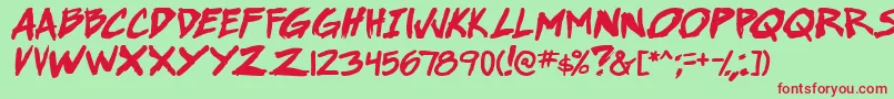 Czcionka SuperWebcomicBros.BoldItalic – czerwone czcionki na zielonym tle