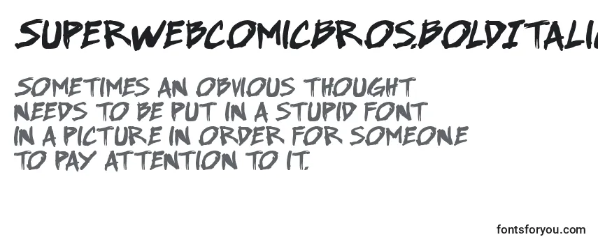 Überblick über die Schriftart SuperWebcomicBros.BoldItalic