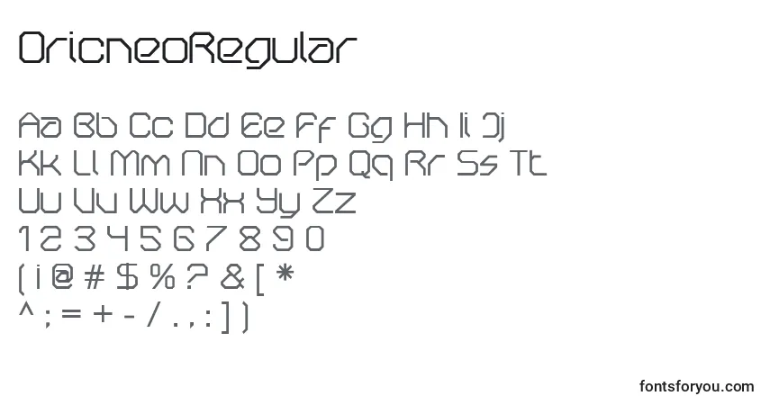 Schriftart OricneoRegular – Alphabet, Zahlen, spezielle Symbole