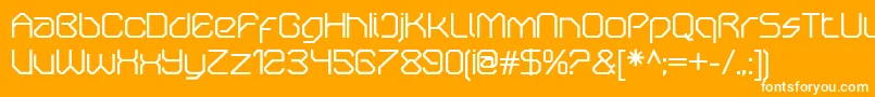 OricneoRegular-fontti – valkoiset fontit oranssilla taustalla