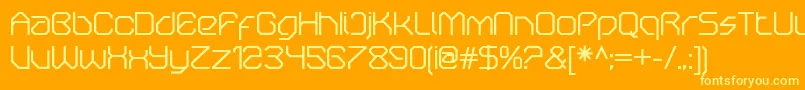 OricneoRegular-Schriftart – Gelbe Schriften auf orangefarbenem Hintergrund