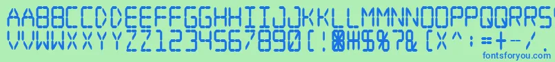 フォントDigital Dream Fat Narrow – 青い文字は緑の背景です。